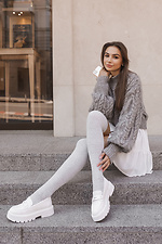 Теплые высокие чулки из шерсти мериноса с узором рубчик M-SOCKS 2040192 фото №5