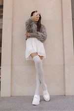 Теплые высокие чулки из шерсти мериноса с узором рубчик M-SOCKS 2040192 фото №6