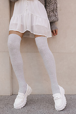 Теплые высокие чулки из шерсти мериноса с узором рубчик M-SOCKS 2040192 фото №7
