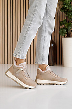 Women's winter leather sneakers beige with fur  2505192 photo №12