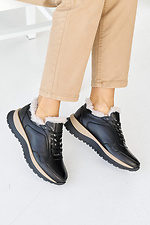 Winter women's leather sneakers are black  2505193 photo №2