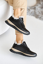 Winter women's leather sneakers are black  2505193 photo №9