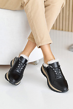Winter women's leather sneakers are black  2505193 photo №10