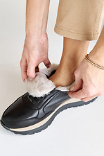 Зимние женские кожаные кроссовки черные  2505193 фото №13
