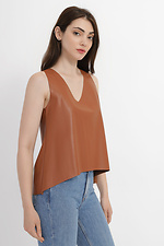 Asymmetric NADIA top made of high-quality brown eco-leather Garne 3040194 photo №1