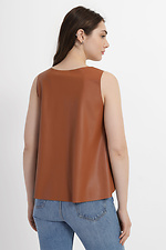 Asymmetric NADIA top made of high-quality brown eco-leather Garne 3040194 photo №2