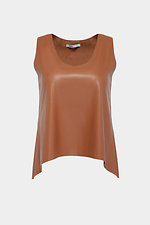 Asymmetric NADIA top made of high-quality brown eco-leather Garne 3040194 photo №4