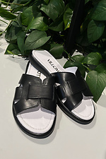 Women's classic black leather slides  4206194 photo №2