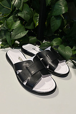 Women's classic black leather slides  4206194 photo №3