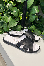 Women's classic black leather slides  4206194 photo №4