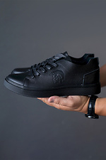 Men's black leather sneakers  8018194 photo №2