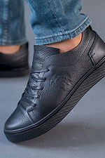Men's black leather sneakers  8018194 photo №3