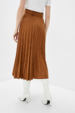 Red pleated suede skirt with belt  4009197 photo №3