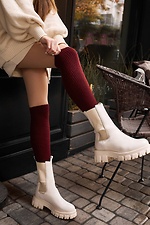 Ribbed Merino Wool Knitted Knee High Socks M-SOCKS 2040198 photo №5