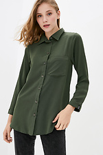 Зелена видовжена сорочка на ґудзиках із довгими рукавами Garne 3038198 фото №1