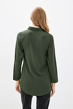 Зеленая удлиненная рубашка на пуговицах с длинными рукавами Garne 3038198 фото №3