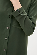 Зеленая удлиненная рубашка на пуговицах с длинными рукавами Garne 3038198 фото №4