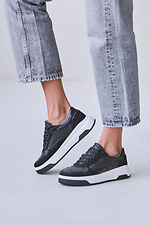 Women's sneakers black leather/suede  4206198 photo №1