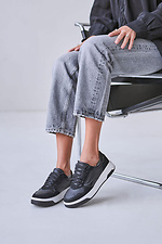 Women's sneakers black leather/suede  4206198 photo №2