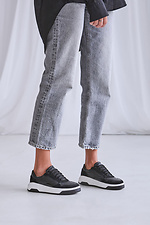 Women's sneakers black leather/suede  4206198 photo №6