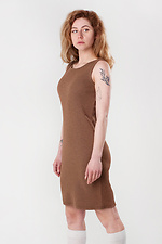 Коротка сукня майка без рукавів у коричневому кольорі HOT 8035198 фото №2