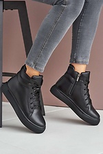 High winter sneakers made of black genuine leather  8019199 photo №2