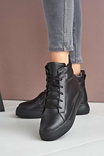 High winter sneakers made of black genuine leather  8019199 photo №3