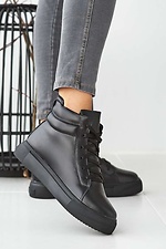 High winter sneakers made of black genuine leather  8019199 photo №6