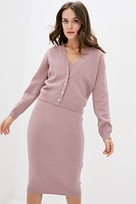 Warm knitted two-piece suit: dress, short cardigan  4038200 photo №1