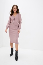Warm knitted two-piece suit: dress, short cardigan  4038200 photo №2