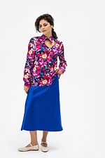 Блуза с воротником-стойка в цветочный принт. Garne 3041201 фото №2