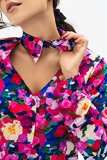 Блуза с воротником-стойка в цветочный принт. Garne 3041201 фото №5