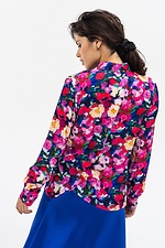 Блуза с воротником-стойка в цветочный принт. Garne 3041201 фото №6