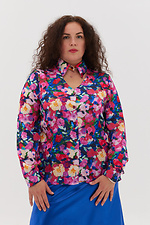 Блуза с воротником-стойка в цветочный принт. Garne 3041201 фото №7