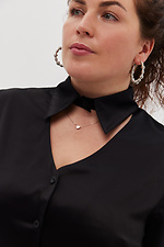 Blouse with stand-up collar in black Garne 3041202 photo №12