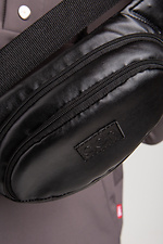 Oval banana belt bag in glossy black leatherette GEN 9005202 photo №2