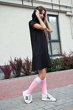 Czarna sukienka z kapturem, falbanką i odpinanymi rękawami M-SOCKS 2040203 zdjęcie №3