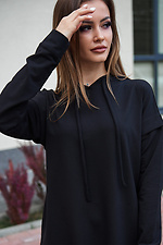 Черное платье-худи с капюшоном, воланом и съемными рукавами M-SOCKS 2040203 фото №4