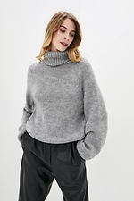 Oversized knitted winter sweater with high collar  4038203 photo №1
