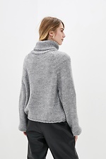 Зимний вязаный свитер оверсайз с высоким воротником  4038203 фото №3