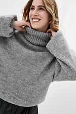 Oversized knitted winter sweater with high collar  4038203 photo №4