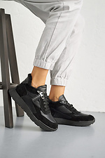Жіночі зимові шкіряні кросівки на хутрі чорні  2505204 фото №7
