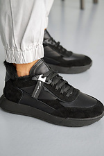 Women's winter leather sneakers with black fur.  2505204 photo №10