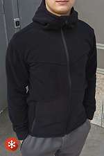 Тепла чоловіча кофта фліска з капюшоном чорного кольору VDLK 8031204 фото №1