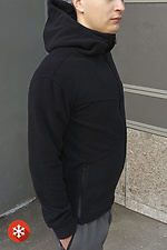 Теплая мужская кофта флиска с капюшоном черного цвета VDLK 8031204 фото №2