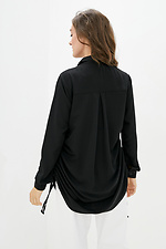 Черная рубашка ELIYA с длинными рукавами и затяжками по бокам Garne 3038205 фото №4