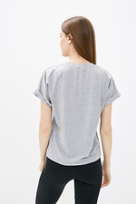 Damen-T-Shirt aus Baumwolle mit patriotischem Aufdruck Garne 9000205 Foto №2