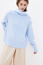 Теплый вязаный свитер оверсайз с высоким воротником 4038206 фото №1