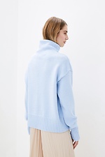 Теплый вязаный свитер оверсайз с высоким воротником  4038206 фото №3