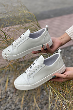 Women's gray leather sneakers  8018206 photo №6